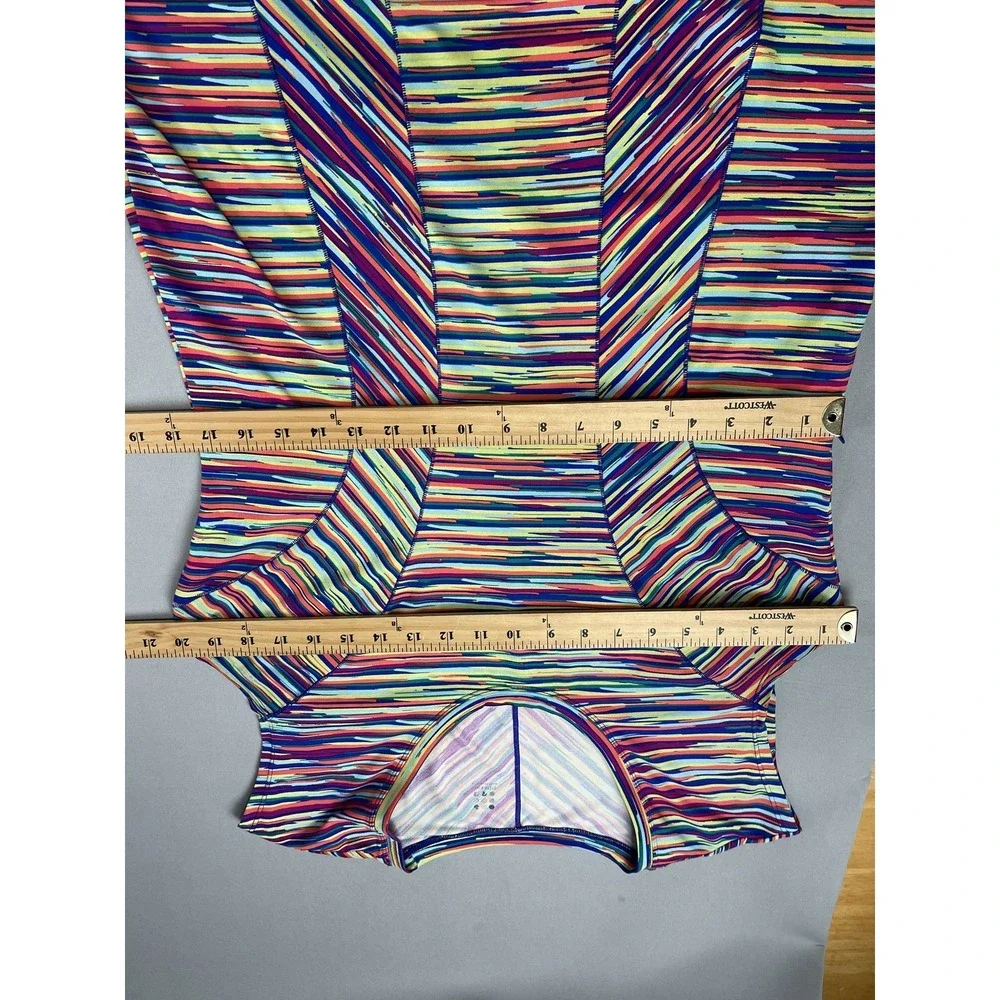 Womens‎ Title Nine Dress Large Dream Multicolor Striped Short Sleeve Activewear